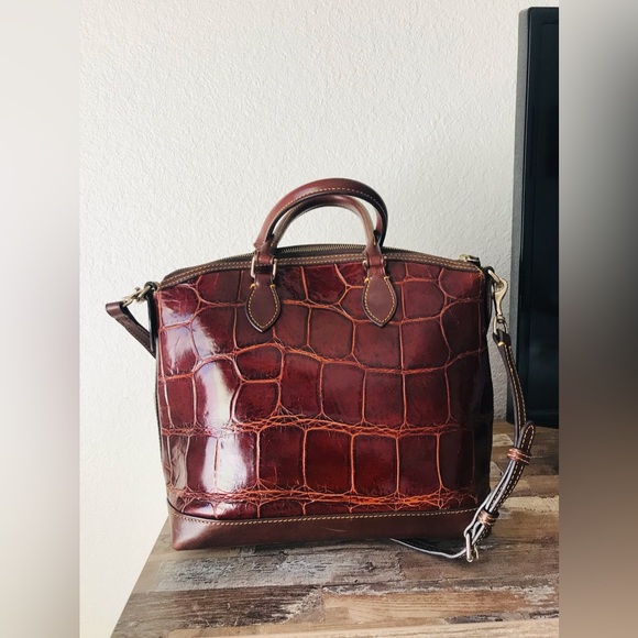 Dooney & Bourke Croc Embossed Double Pocket Satchel - Picture 9 of 12